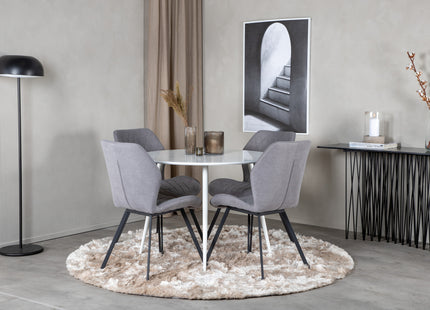 Venture Home Gemma & Plaza Matstolar 2-pack Grå + Runda Matbord ⌀100 Vit