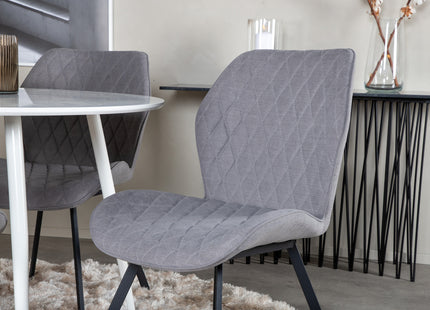 Venture Home Gemma & Plaza Matstolar 2-pack Grå + Runda Matbord ⌀100 Vit