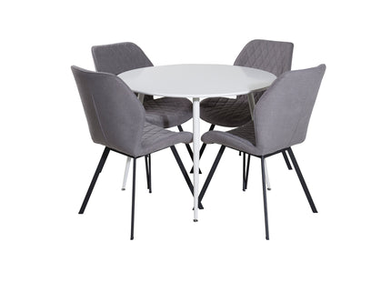 Venture Home Gemma & Plaza Matstolar 2-pack Grå + Runda Matbord ⌀100 Vit