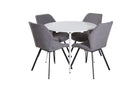 Venture Home Gemma & Plaza Matstolar 2-pack Grå + Runda Matbord ⌀100 Vit