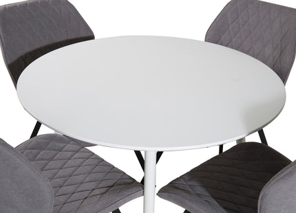 Venture Home Gemma & Plaza Matstolar 2-pack Grå + Runda Matbord ⌀100 Vit