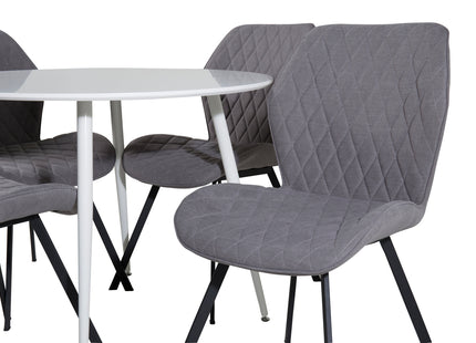 Venture Home Gemma & Plaza Matstolar 2-pack Grå + Runda Matbord ⌀100 Vit