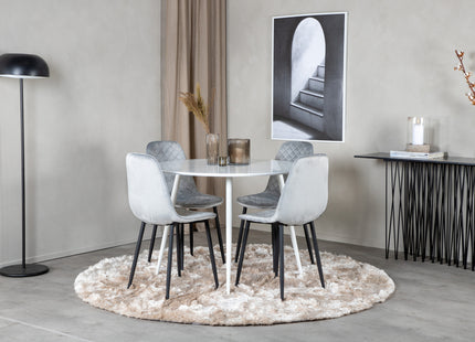 Venture Home Plaza & Polar Runda Matbord ⌀100 Vit + Matstolar 2-pack Grå