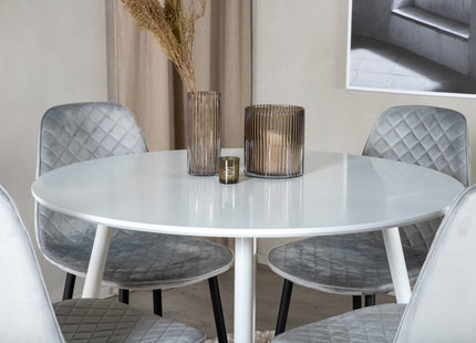 Venture Home Plaza & Polar Runda Matbord ⌀100 Vit + Matstolar 2-pack Grå