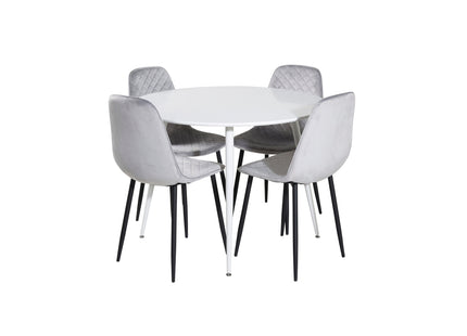 Venture Home Plaza & Polar Runda Matbord ⌀100 Vit + Matstolar 2-pack Grå