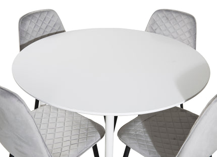 Venture Home Plaza & Polar Runda Matbord ⌀100 Vit + Matstolar 2-pack Grå