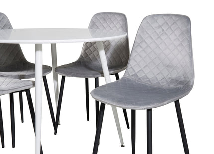 Venture Home Plaza & Polar Runda Matbord ⌀100 Vit + Matstolar 2-pack Grå