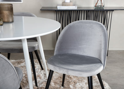Venture Home Plaza & Velvet Runda Matbord ⌀100 Vit + Matstolar 2-pack Grå