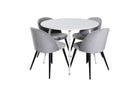 Venture Home Plaza & Velvet Runda Matbord ⌀100 Vit + Matstolar 2-pack Grå