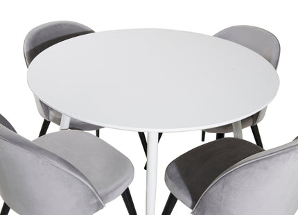 Venture Home Plaza & Velvet Runda Matbord ⌀100 Vit + Matstolar 2-pack Grå
