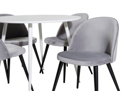 Venture Home Plaza & Velvet Runda Matbord ⌀100 Vit + Matstolar 2-pack Grå