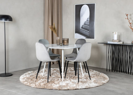 Venture Home Plaza & Polar Runda Matbord ⌀100 Vit + Matstolar 2-pack Grå
