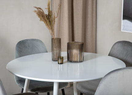 Venture Home Plaza & Polar Runda Matbord ⌀100 Vit + Matstolar 2-pack Grå