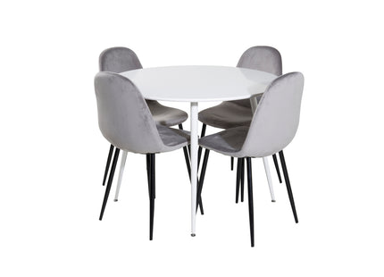 Venture Home Plaza & Polar Runda Matbord ⌀100 Vit + Matstolar 2-pack Grå
