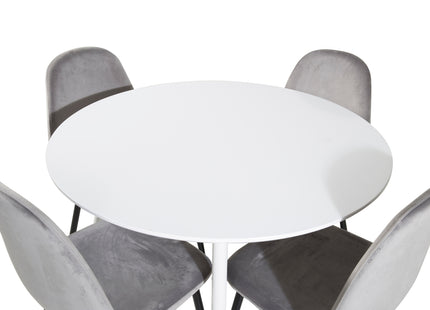Venture Home Plaza & Polar Runda Matbord ⌀100 Vit + Matstolar 2-pack Grå