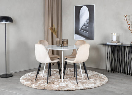 Venture Home Plaza & Polar Runda Matbord ⌀100 Vit + Matstolar 2-pack Beige