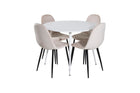 Venture Home Plaza & Polar Runda Matbord ⌀100 Vit + Matstolar 2-pack Beige