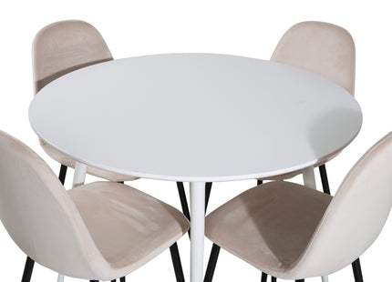 Venture Home Plaza & Polar Runda Matbord ⌀100 Vit + Matstolar 2-pack Beige