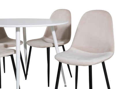 Venture Home Plaza & Polar Runda Matbord ⌀100 Vit + Matstolar 2-pack Beige