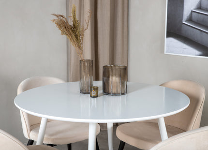 Venture Home Plaza & Velvet Runda Matbord ⌀100 Vit + Matstolar 2-pack Beige