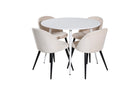 Venture Home Plaza & Velvet Runda Matbord ⌀100 Vit + Matstolar 2-pack Beige