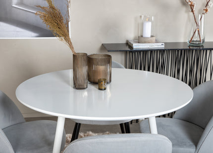 Venture Home Plaza & Velvet Runda Matbord ⌀100 Vit + Matstolar 2-pack Ljusgrå
