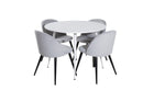 Venture Home Plaza & Velvet Runda Matbord ⌀100 Vit + Matstolar 2-pack Ljusgrå