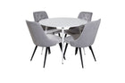 Venture Home Plaza & Velvet Deluxe Runda Matbord ⌀100 Vit + Matstolar 2-pack Ljusgrå