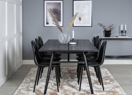 Venture Home Sleek & Polar Rektangulära Matbord 195 x 95 Svart + Matstolar 2-pack Svart
