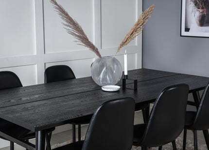Venture Home Sleek & Polar Rektangulära Matbord 195 x 95 Svart + Matstolar 2-pack Svart