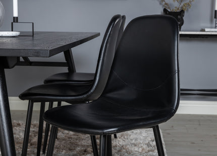Venture Home Sleek & Polar Rektangulära Matbord 195 x 95 Svart + Matstolar 2-pack Svart