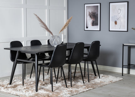 Venture Home Sleek & Polar Rektangulära Matbord 195 x 95 Svart + Matstolar 2-pack Svart