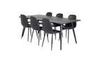 Venture Home Sleek & Polar Rektangulära Matbord 195 x 95 Svart + Matstolar 2-pack Svart