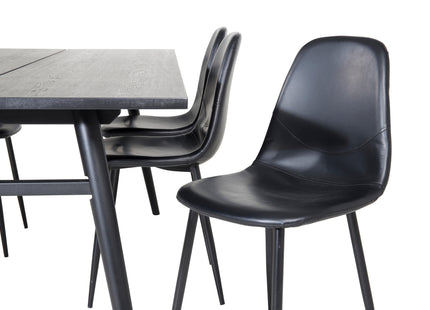 Venture Home Sleek & Polar Rektangulära Matbord 195 x 95 Svart + Matstolar 2-pack Svart