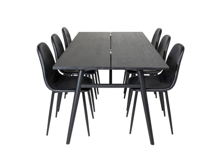 Venture Home Sleek & Polar Rektangulära Matbord 195 x 95 Svart + Matstolar 2-pack Svart