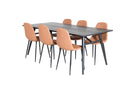 Venture Home Sleek & Polar Rektangulära Matbord 195 x 95 Svart + Matstolar 2-pack Brun