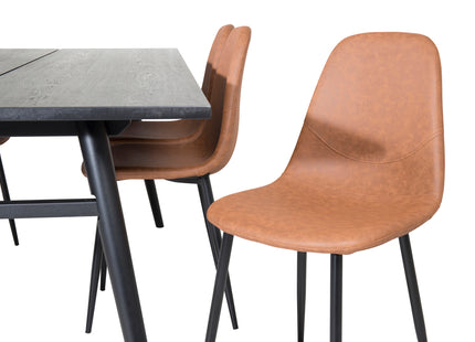 Venture Home Sleek & Polar Rektangulära Matbord 195 x 95 Svart + Matstolar 2-pack Brun