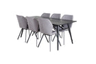 Venture Home Sleek & Gemma Rektangulära Matbord 195 x 95 Svart + Matstolar 2-pack Grå