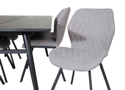 Venture Home Sleek & Gemma Rektangulära Matbord 195 x 95 Svart + Matstolar 2-pack Grå