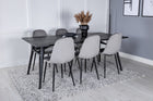 Venture Home Sleek & Polar Rektangulära Matbord 195 x 95 Svart + Matstolar 2-pack Grå