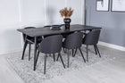 Venture Home Sleek & Velvet Rektangulära Matbord 195 x 95 Svart + Matstolar 2-pack Svart