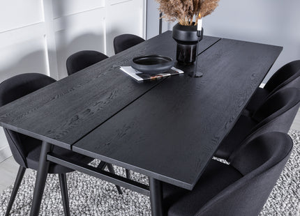 Venture Home Sleek & Velvet Rektangulära Matbord 195 x 95 Svart + Matstolar 2-pack Svart