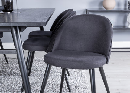 Venture Home Sleek & Velvet Rektangulära Matbord 195 x 95 Svart + Matstolar 2-pack Svart