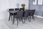 Venture Home Sleek & Plaza Rektangulära Matbord 195 x 95 Svart + Matstolar 2-pack Svart