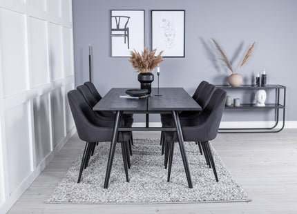Venture Home Sleek & Plaza Rektangulära Matbord 195 x 95 Svart + Matstolar 2-pack Svart