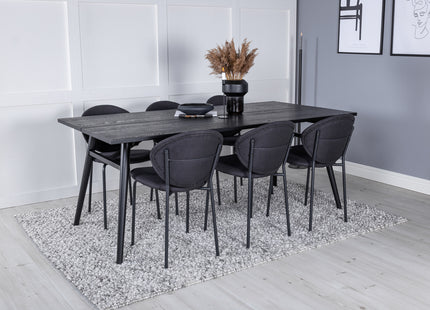 Venture Home Sleek & Vault Rektangulära Matbord 195 x 95 Svart + Matstolar 2-pack Svart