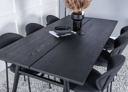 Venture Home Sleek & Vault Rektangulära Matbord 195 x 95 Svart + Matstolar 2-pack Svart