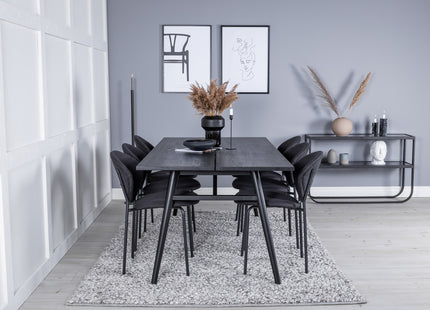 Venture Home Sleek & Vault Rektangulära Matbord 195 x 95 Svart + Matstolar 2-pack Svart