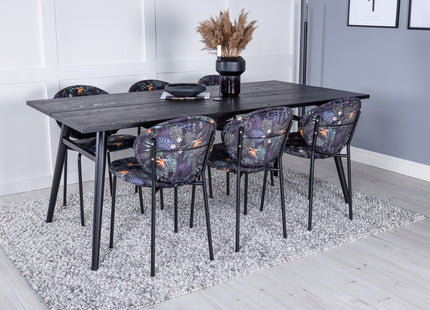 Venture Home Sleek & Vault Rektangulära Matbord 195 x 95 Svart + Matstolar 2-pack Svart