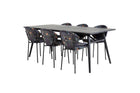 Venture Home Sleek & Vault Rektangulära Matbord 195 x 95 Svart + Matstolar 2-pack Svart